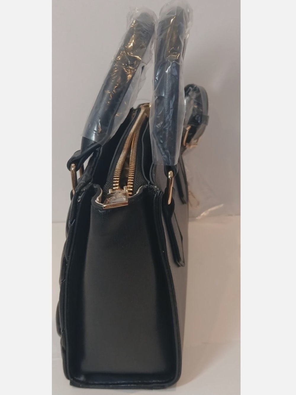 bebe Black Quilted Satchel with Gold Hardware - Picture 3 of 4